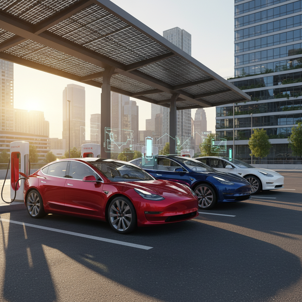 Electric fleet cars charging for sustainable EV fleet management